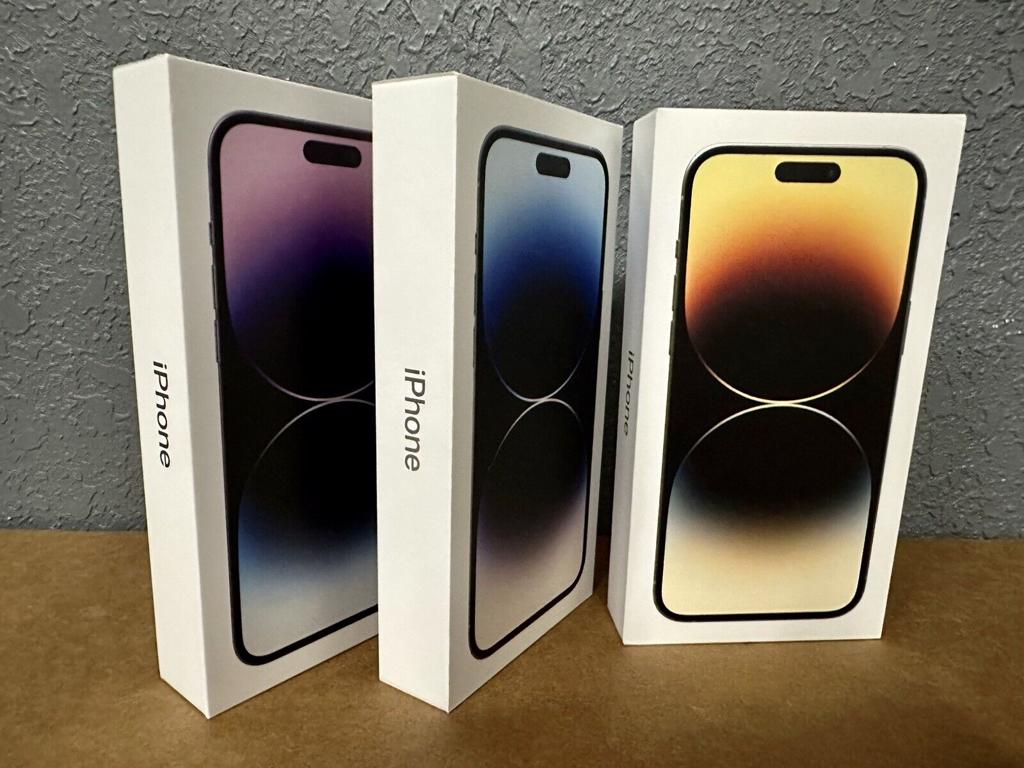 Product image - 

For sale Apple iPhone 14 Pro Max / 14 512GB / 256gb / 512GB /1TB

iPhone 14 Pro Max for sale in all color. The device is completely brand new, sealed and ready to be activated by you.

DETAILS:

iPhone 14 Pro Max/ 14 /256gb/512gb / 1TB

- Unlocked to ANY Network (Not tied to a contract)
- Completely Brand New & Sealed
- Invoice provided

